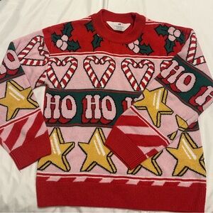 H&M Red Holiday Sweater with Holly Design
